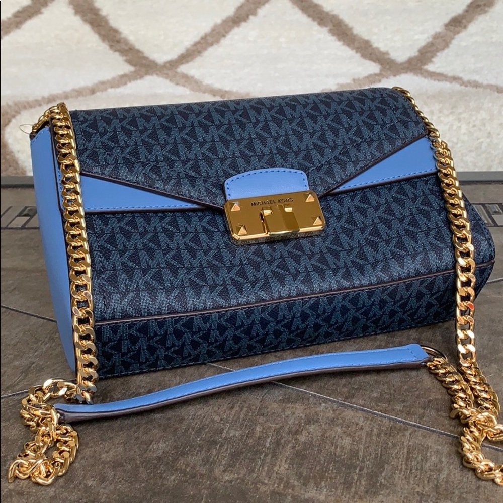 MICHAEL KORS KINSLEY MD SHLDR FLAP FRCH BLU MLT - Picture 12 of 16